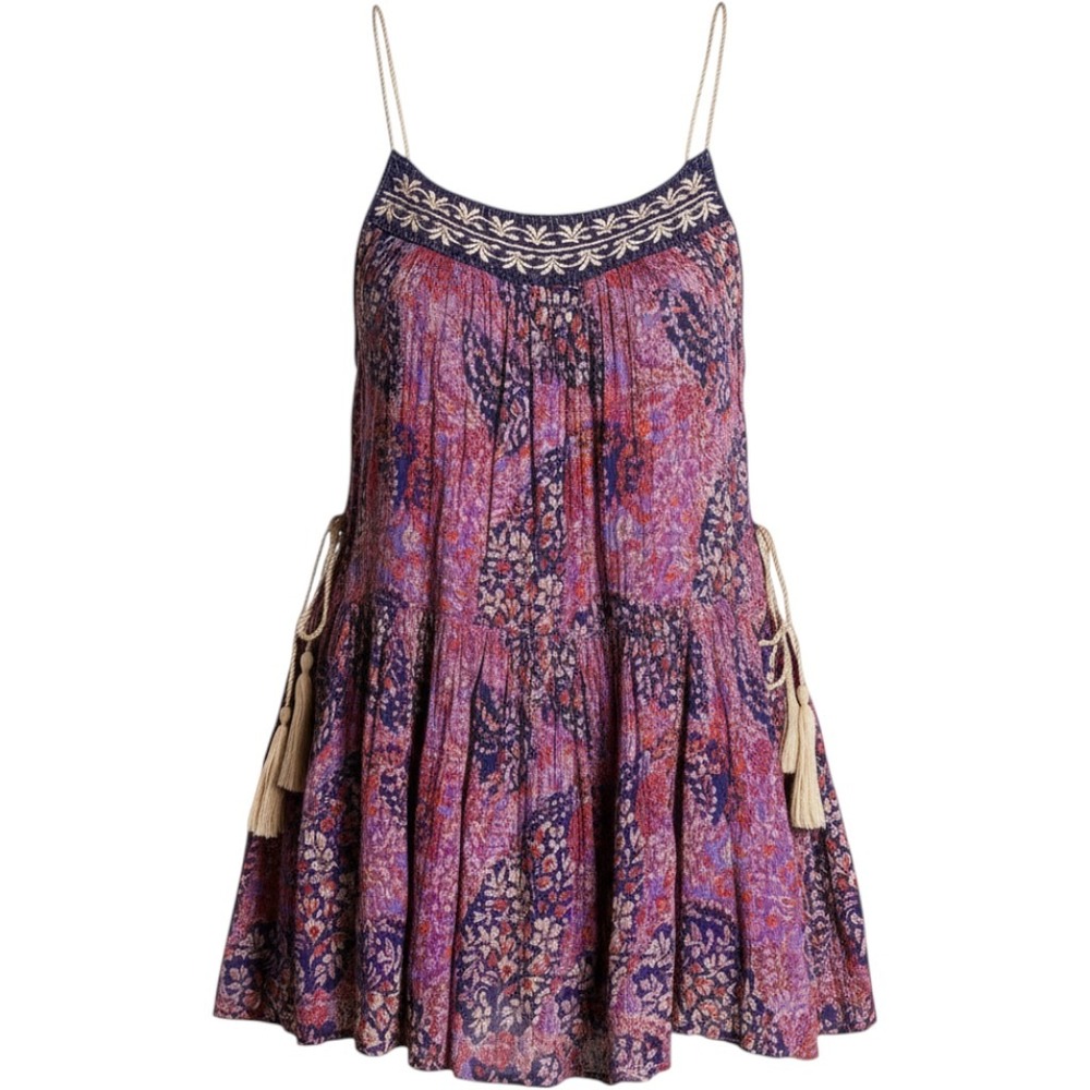 O'Neill Purple Floral Paisley Embroidered Boho top SU7404022 Small